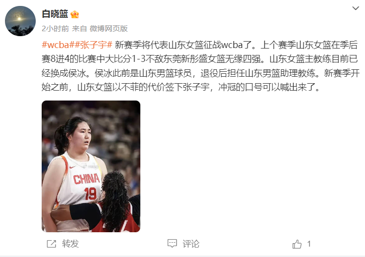 年她已经入, 山东女篮新, 三大中锋的